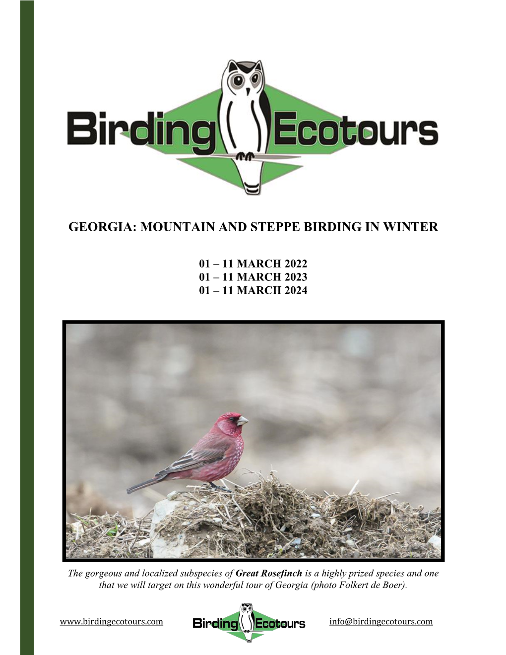 Georgia: Mountain and Steppe Birding in Winter