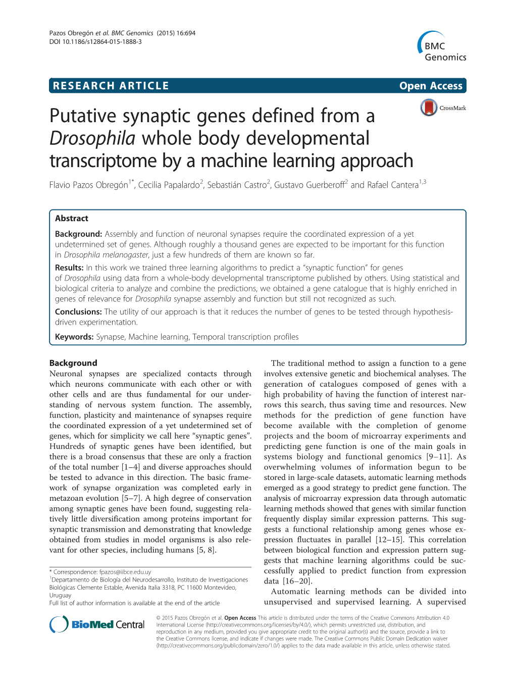 Putative Synaptic Genes Defined from a Drosophila Whole Body