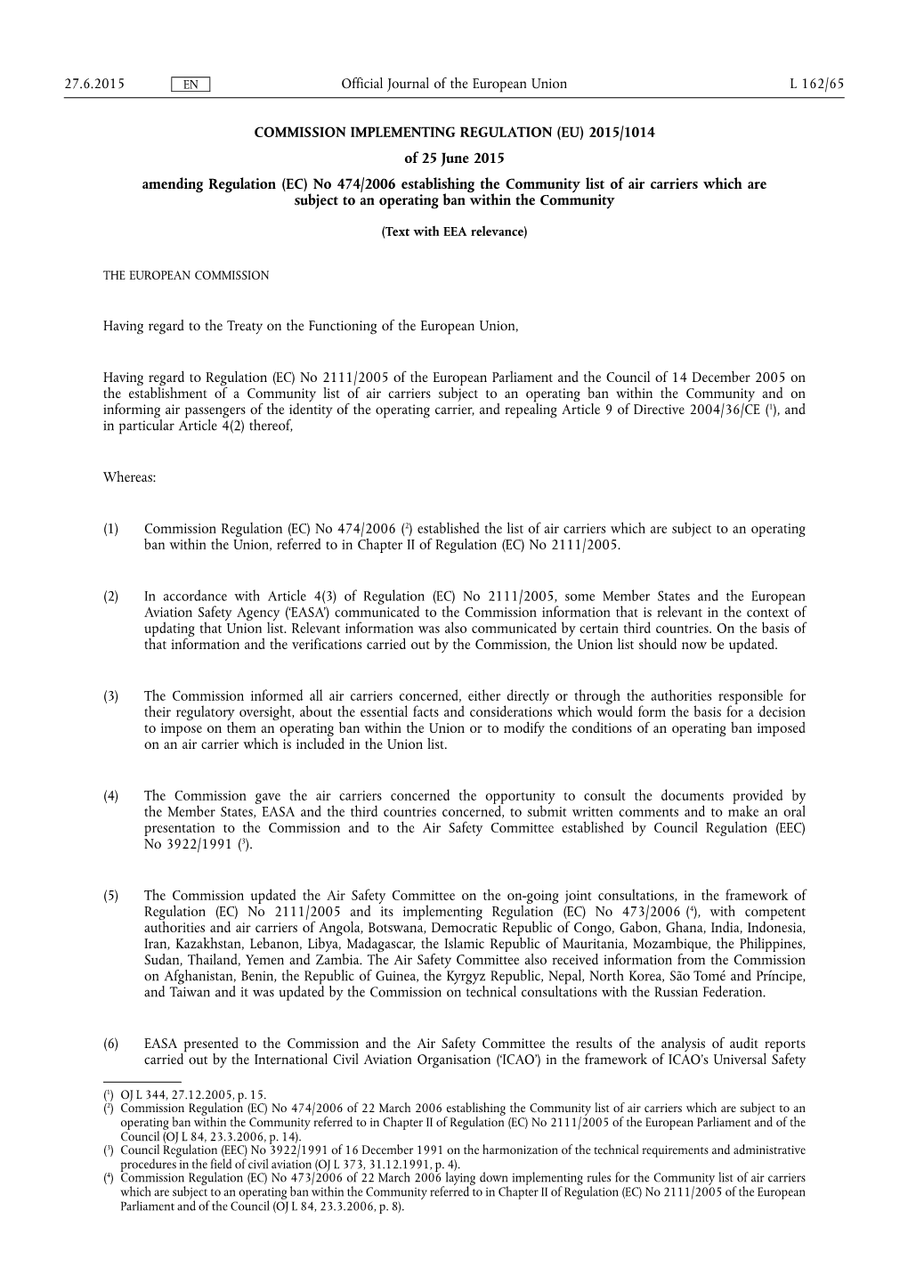 Commission Implementing Regulation (Eu) 2015/ 1014