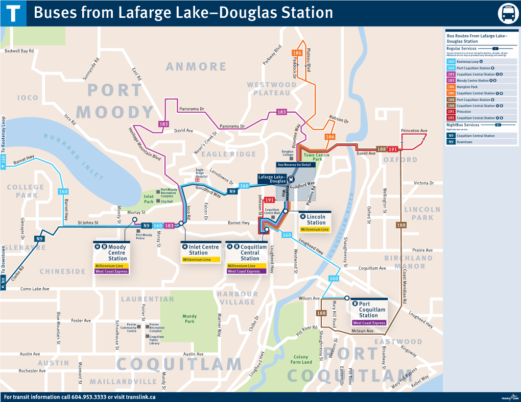 Buses from Lafarge Lake–Douglas Station