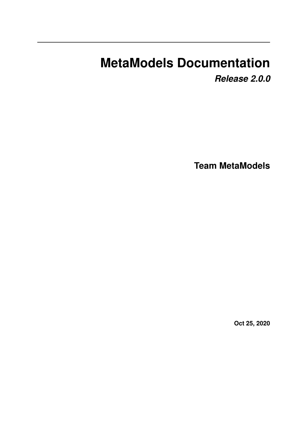 Metamodels Documentation Release 2.0.0