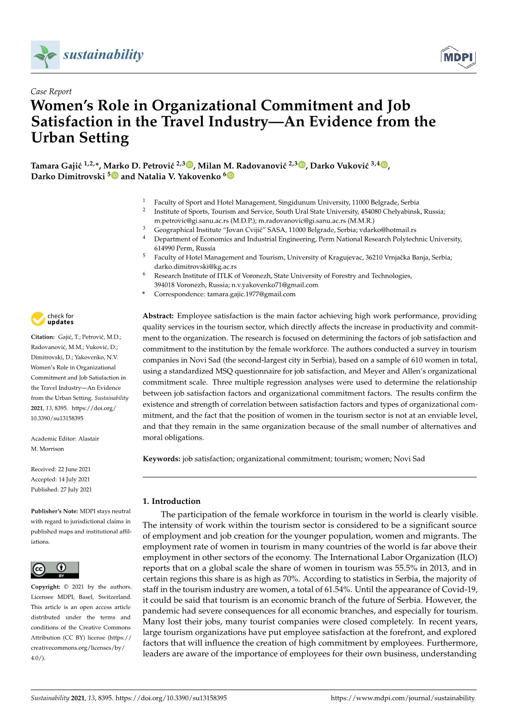 Women's Role in Organizational Commitment and Job Satisfaction In