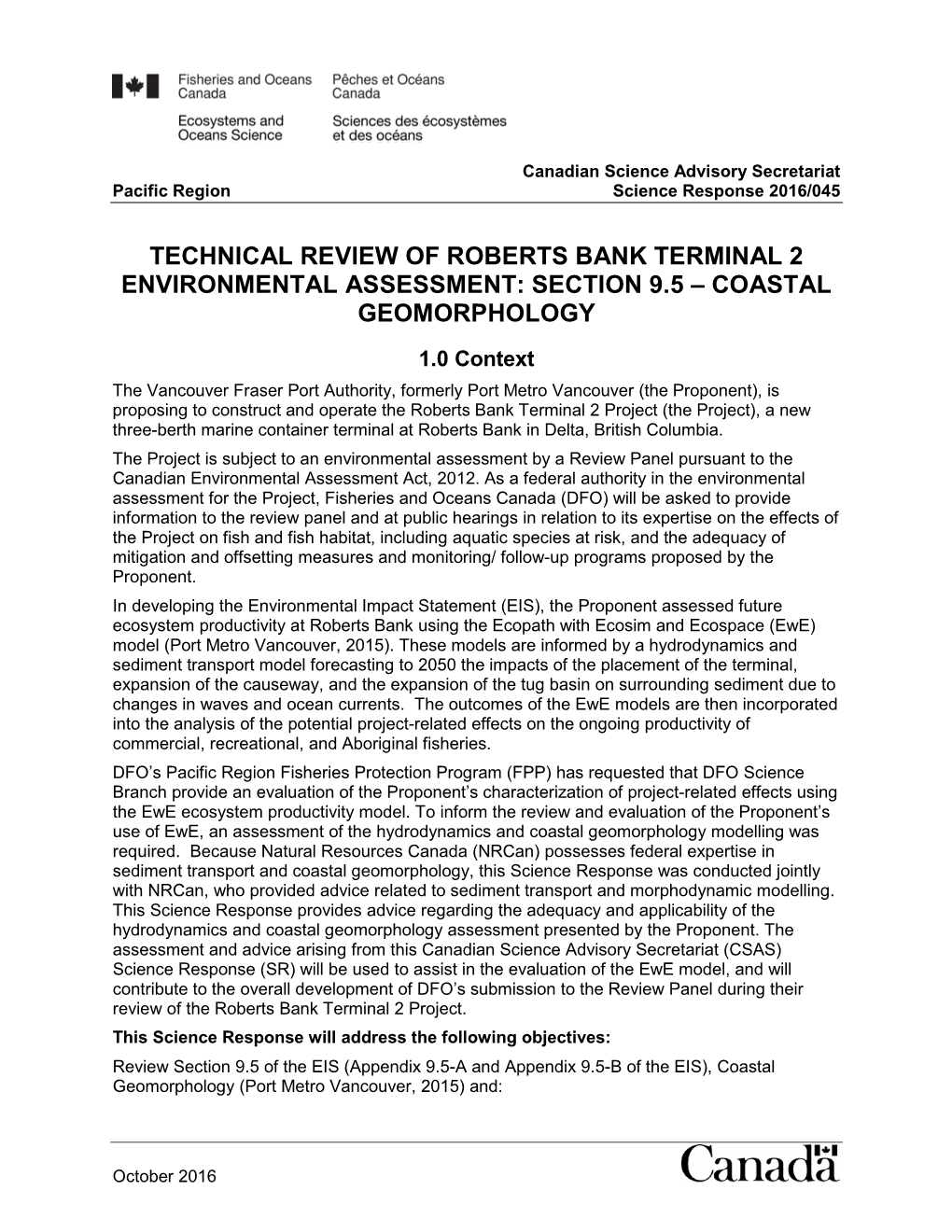 Technical Review of Roberts Bank