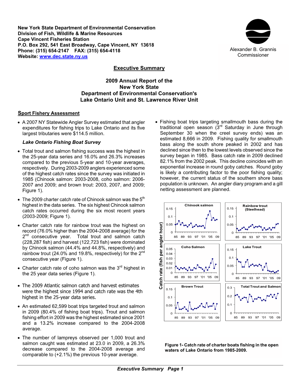 Executive Summary 2009 Annual Report of the New York State