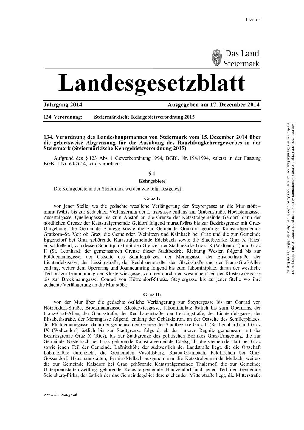 Lgbl. Nr. 134/2014 - Ausgegeben Am 17