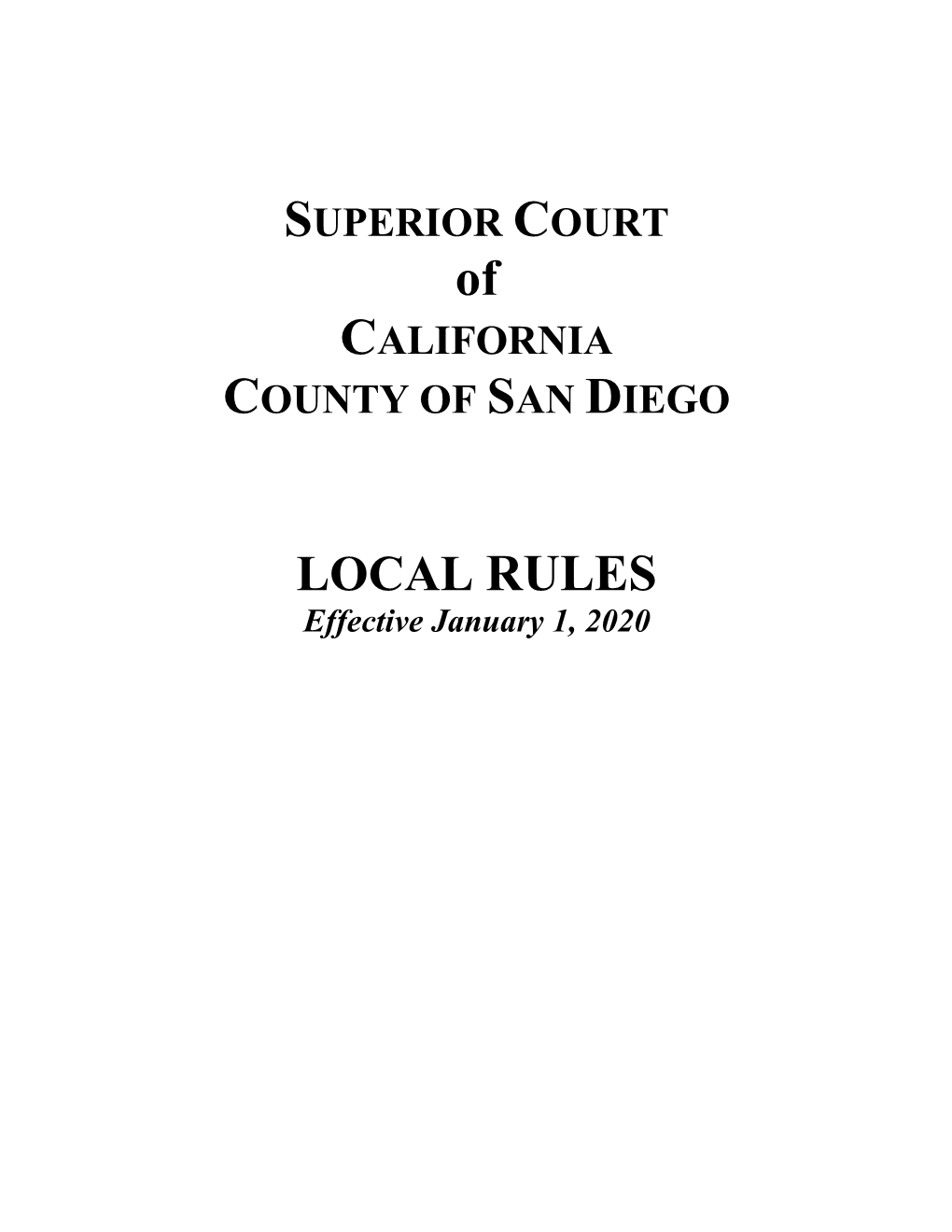 LOCAL RULES Effective January 1, 2020