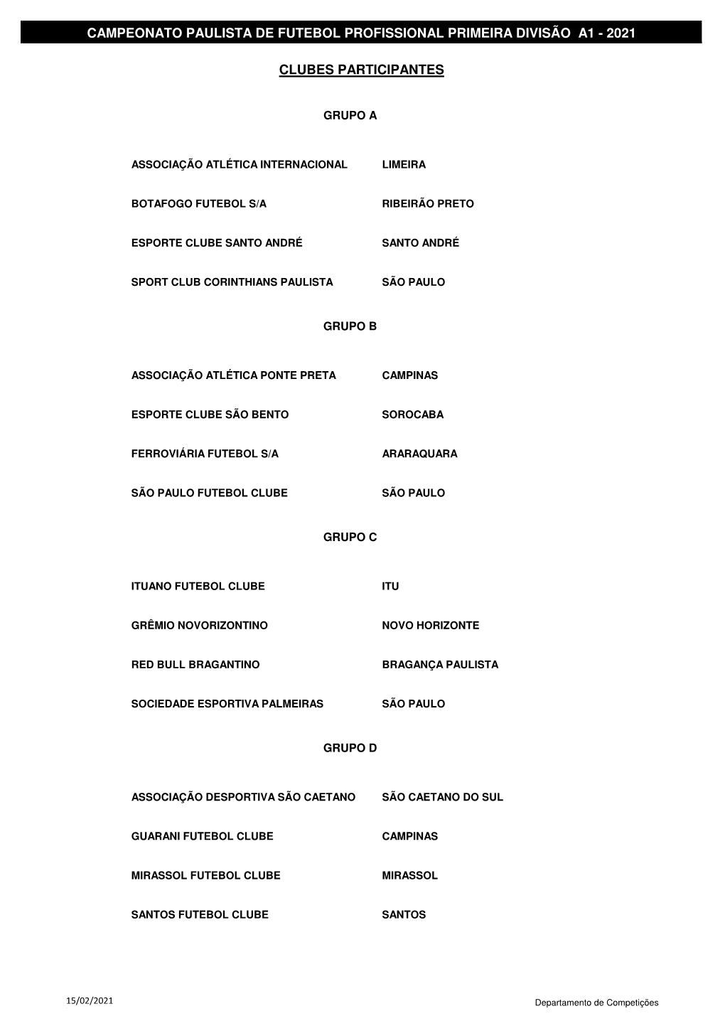 (Tabela Campeonato Paulista S\311Rie A1