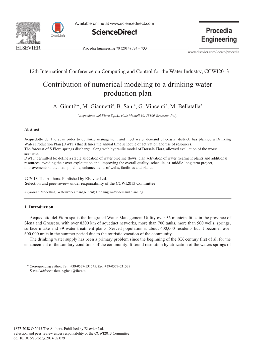 Contribution of Numerical Modeling to a Drinking Water Production Plan