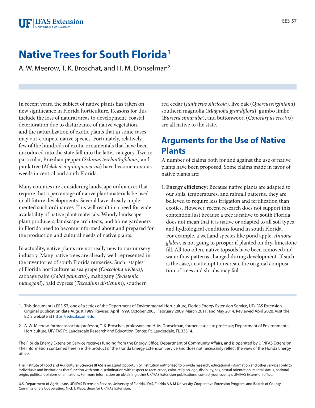 Native Trees for South Florida1 A