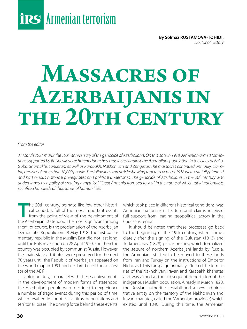 Massacres of Azerbaijanis in the 20Th Century