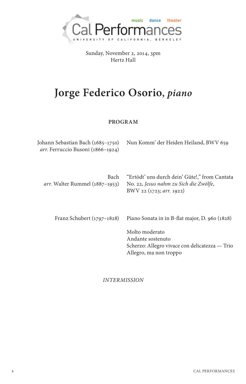 Jorge Federico Osorio, Piano