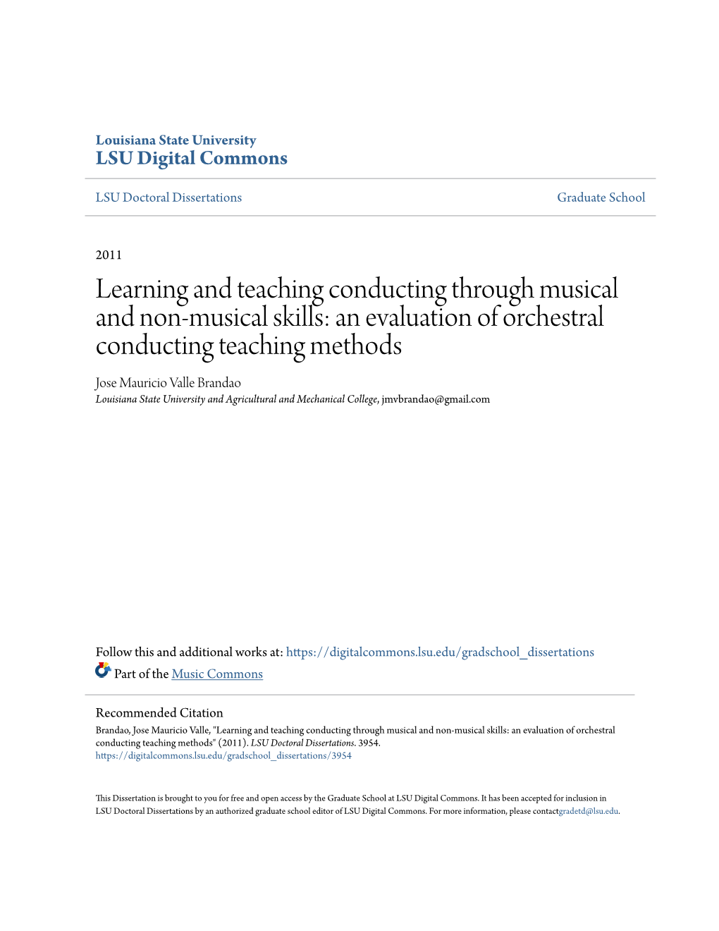 An Evaluation of Orchestral Conducting Teaching Methods