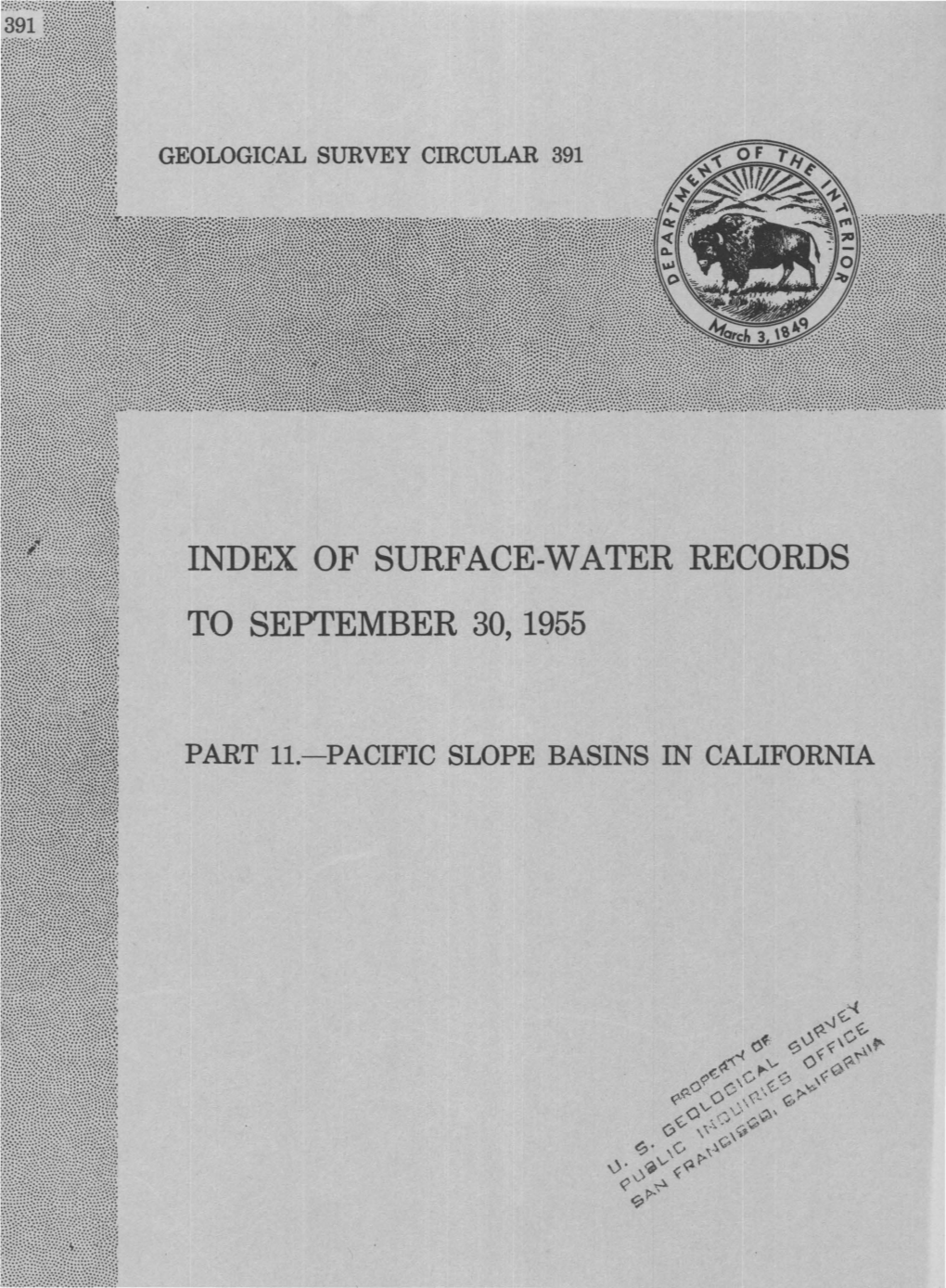 Of Surface-Water Records to September 30, 1955