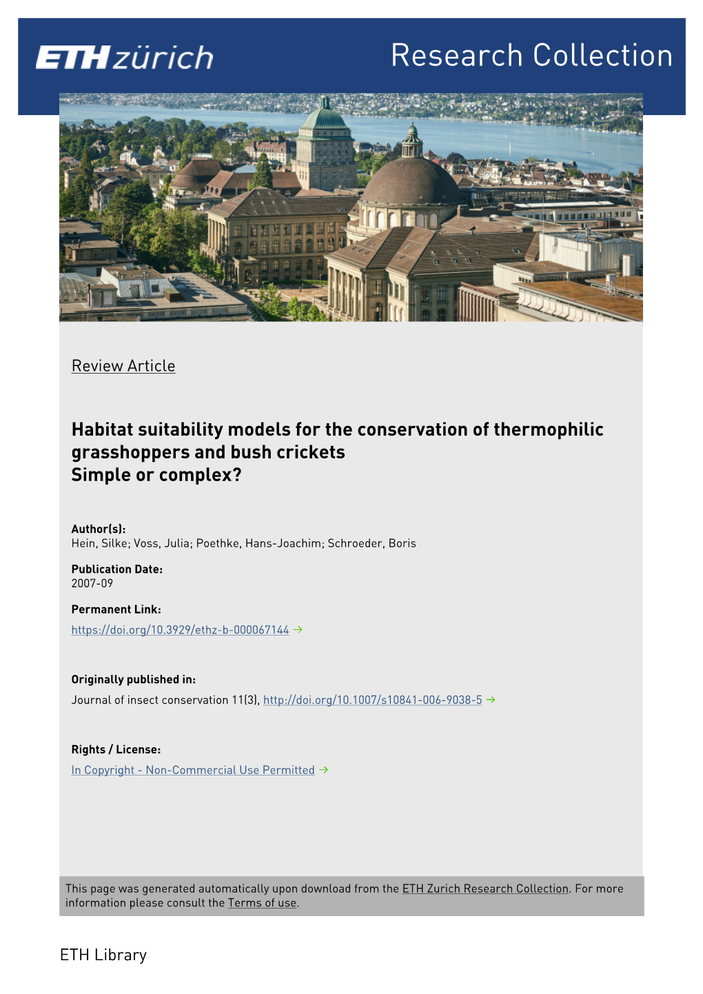 Habitat Suitability Models for the Conservation of Thermophilic Grasshoppers and Bush Crickets Simple Or Complex?