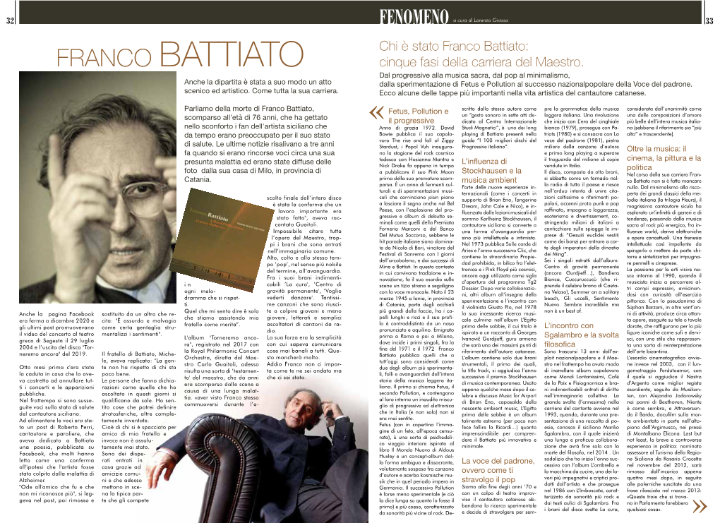 Franco Battiato: FRANCO BATTIATO Cinque Fasi Della Carriera Del Maestro