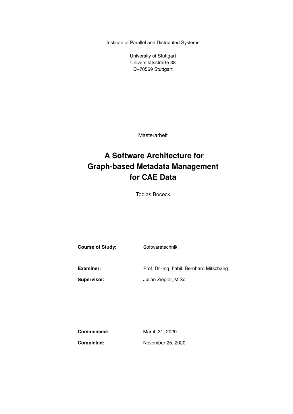 A Software Architecture for Graph-Based Metadata Management for CAE Data