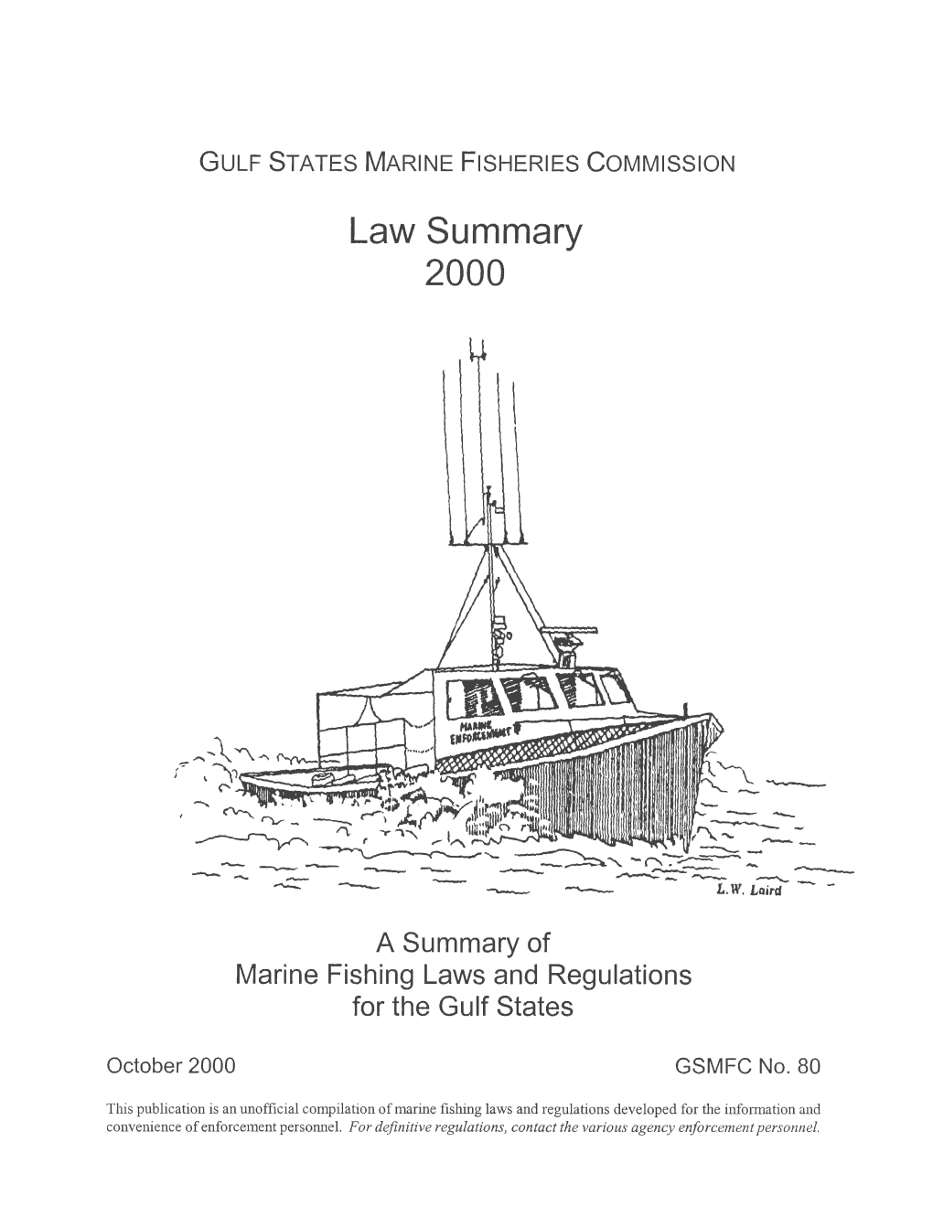 A Summary of Marine Fishing Laws and Regulations 2000