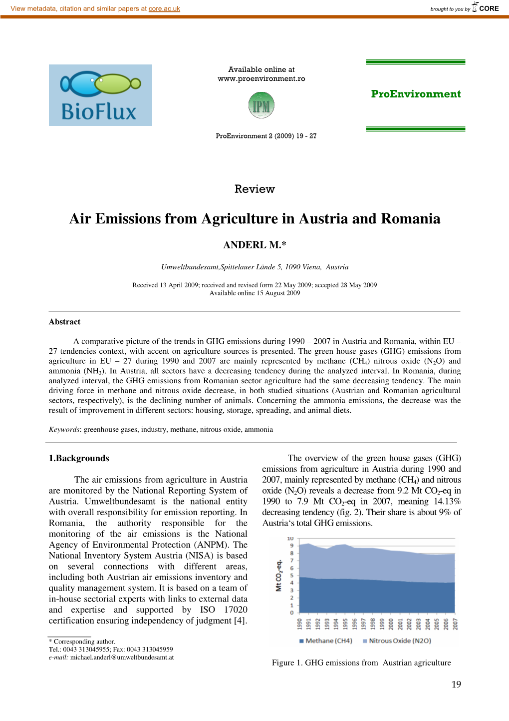 Air Emissions from Agriculture in Austria and Romania