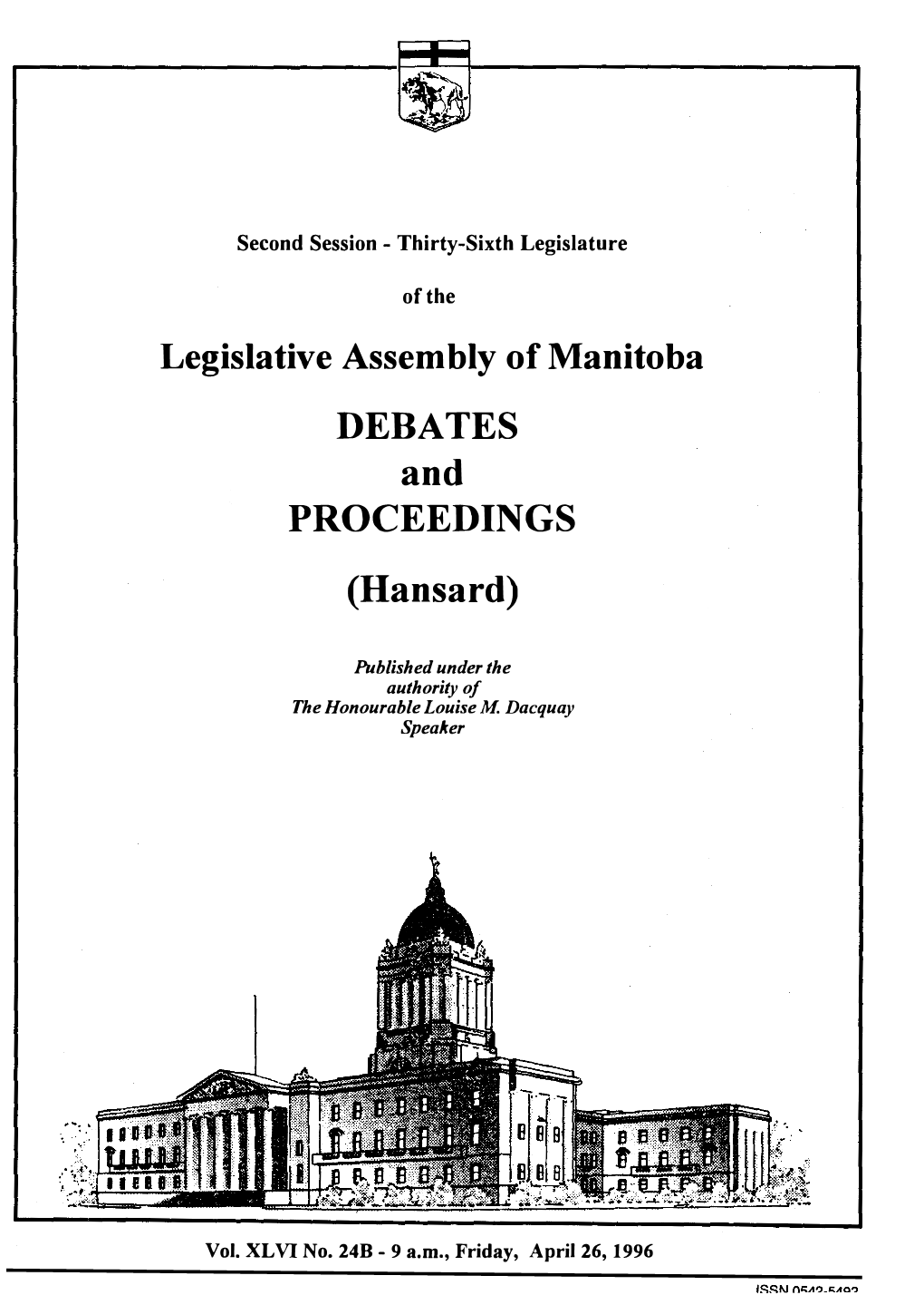 Legislative Assembly of Manitoba DEBATES and PROCEEDINGS