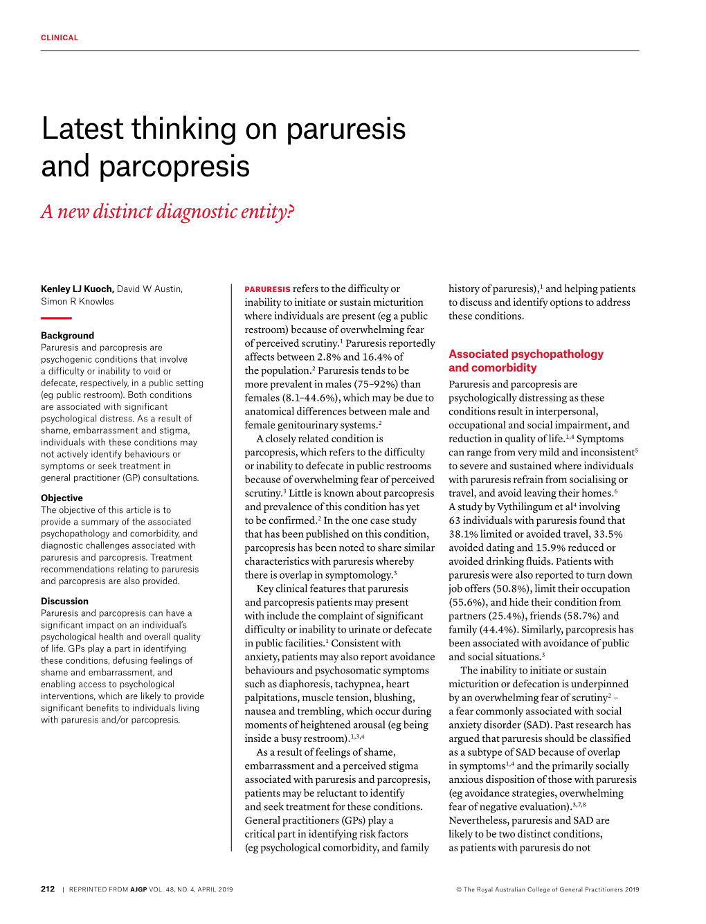 Latest Thinking on Paruresis and Parcopresis