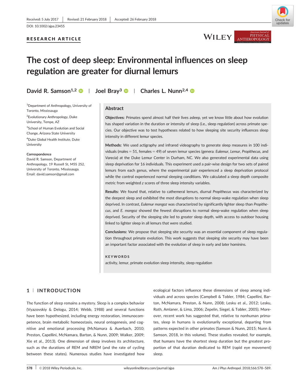 The Cost of Deep Sleep: Environmental Influences on Sleep Regulation Are Greater for Diurnal Lemurs
