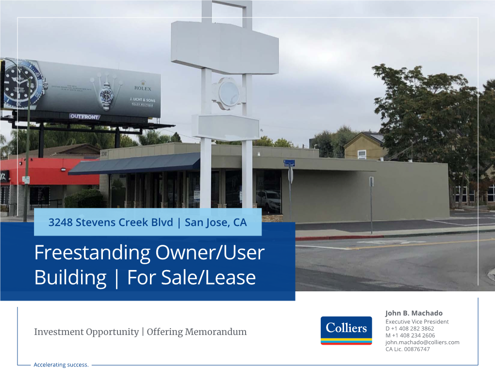 Stevens Creek Blvd | San Jose, CA Freestanding Owner/User Building | for Sale/Lease