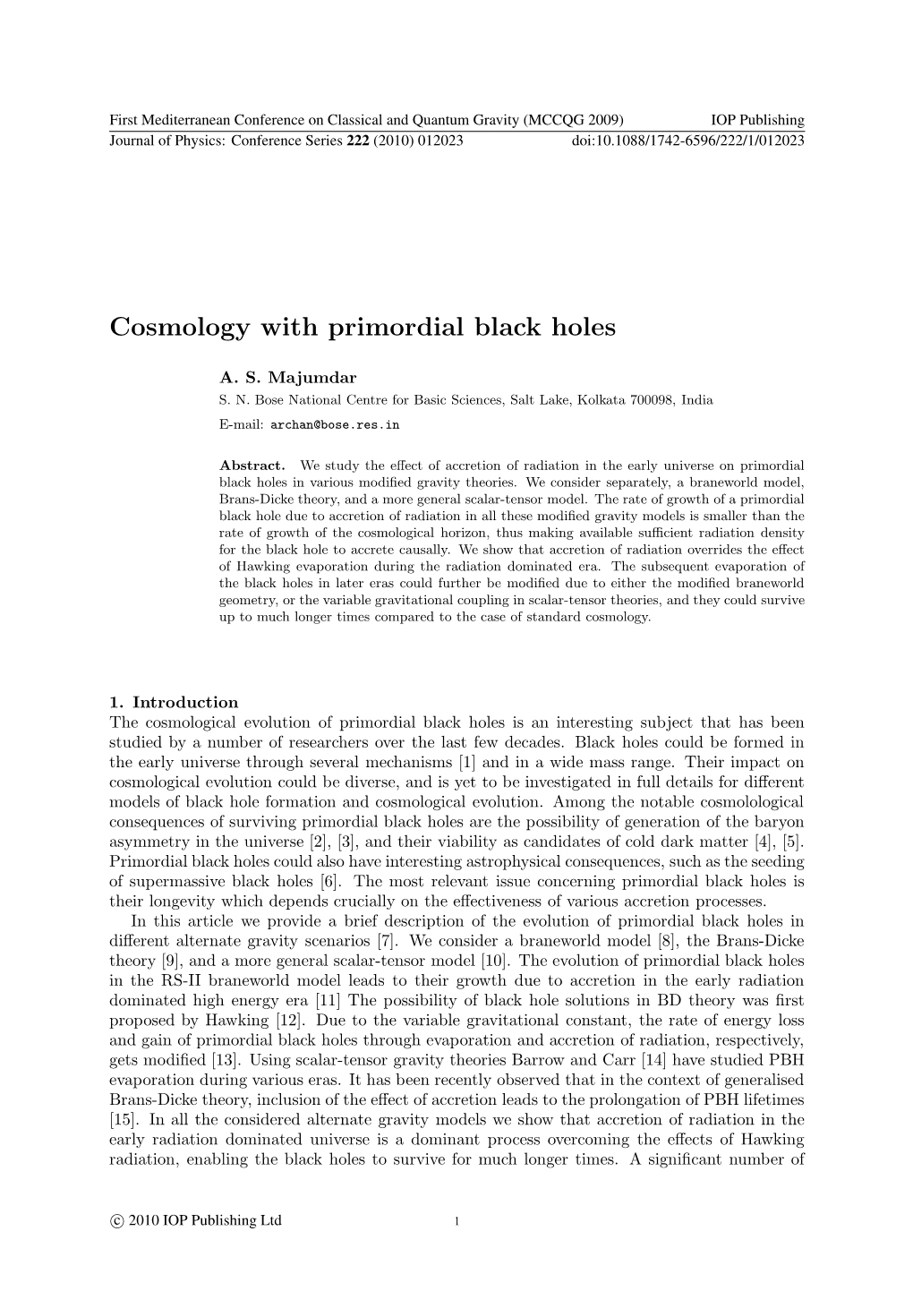 Cosmology with Primordial Black Holes