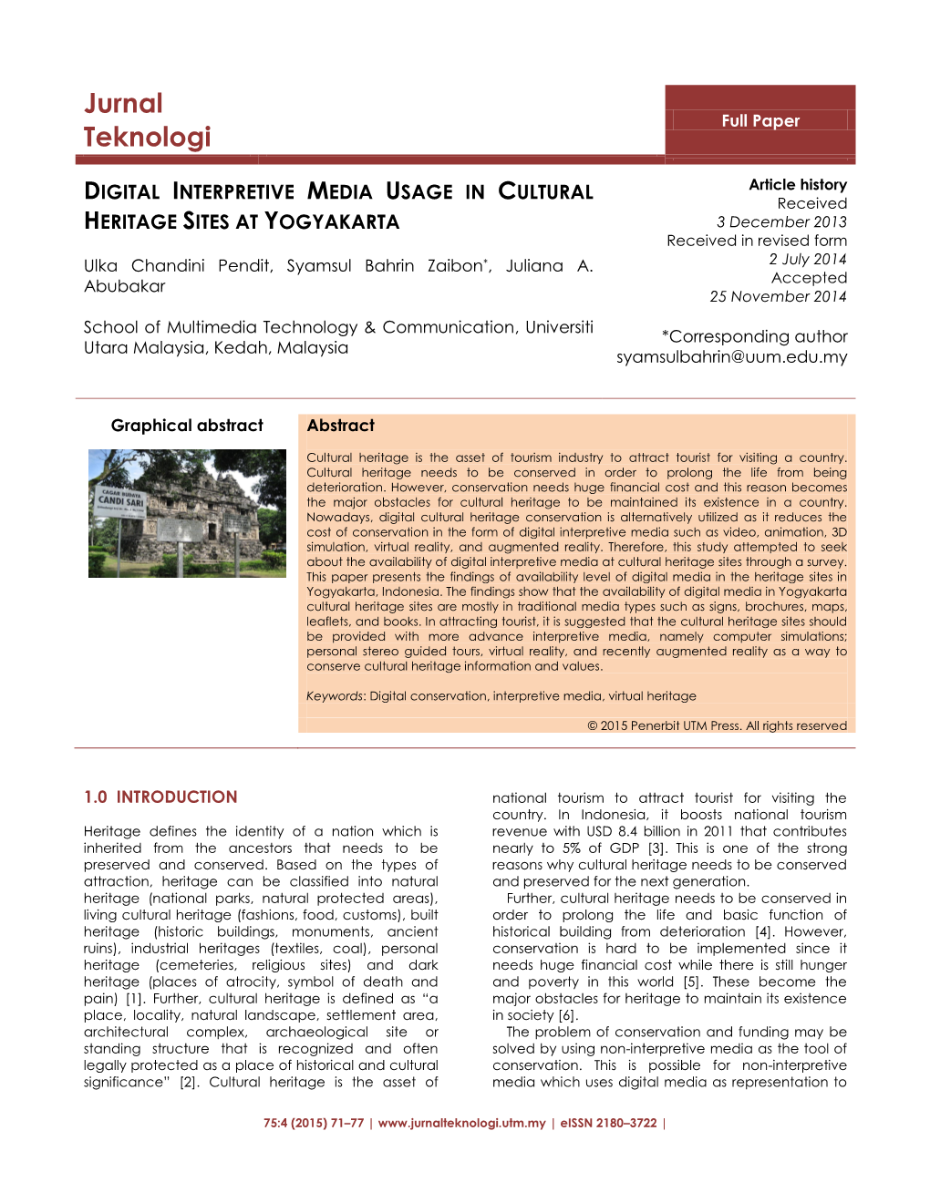 Digital Interpretive Media Usage in Cultural Heritage Sites at Yogyakarta