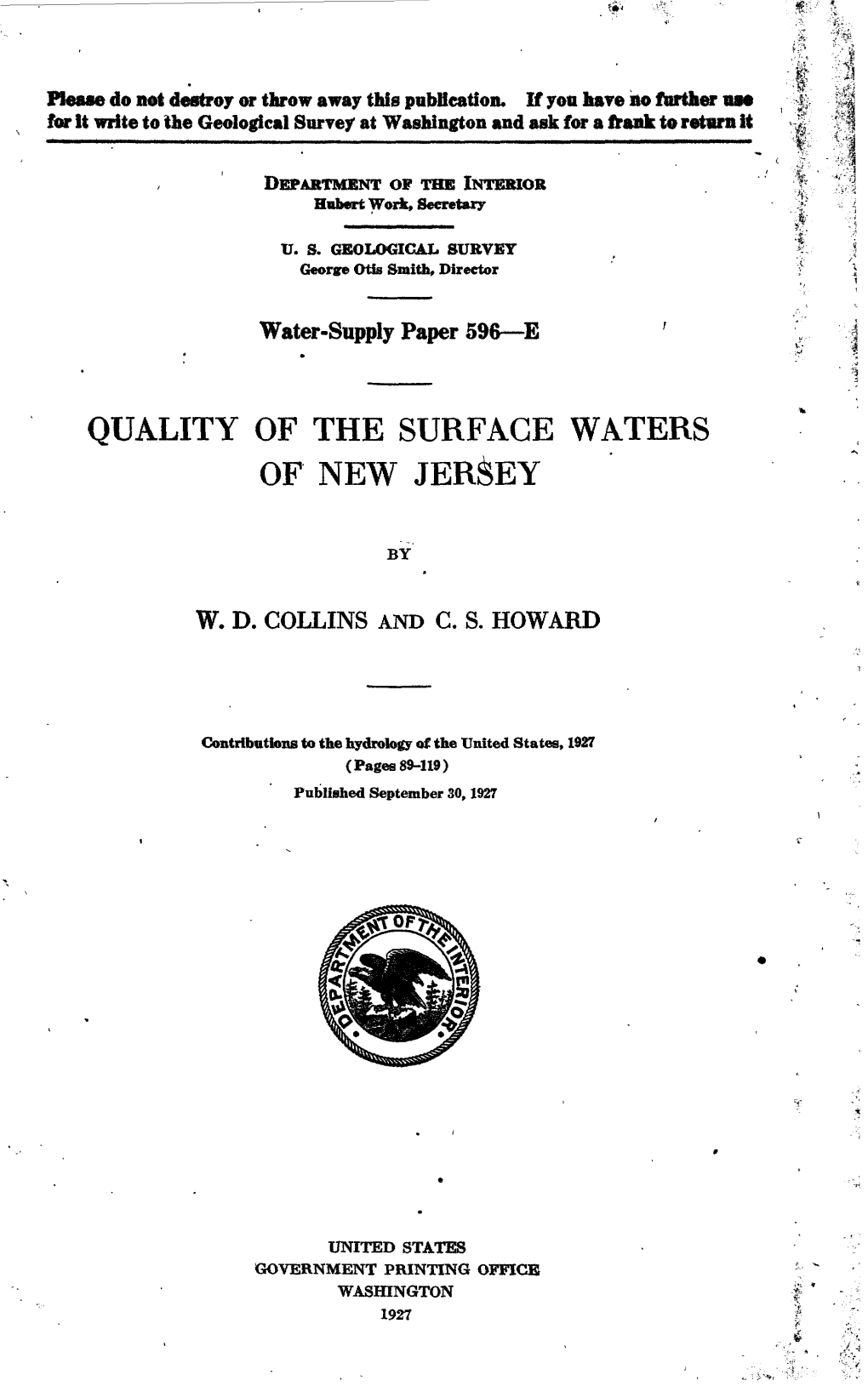 Quality of the Surface Waters of New Jersey