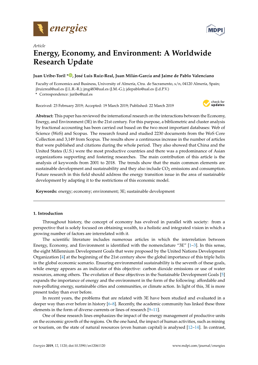 Energy, Economy, and Environment: a Worldwide Research Update