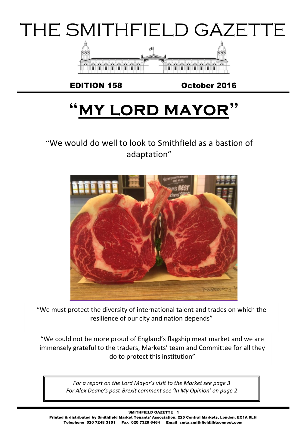 THE SMITHFIELD GAZETTE “My Lord Mayor”