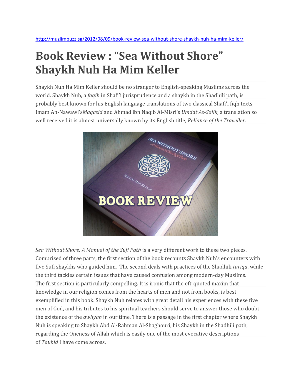 Book Review : “Sea Without Shore” Shaykh Nuh Ha Mim Keller