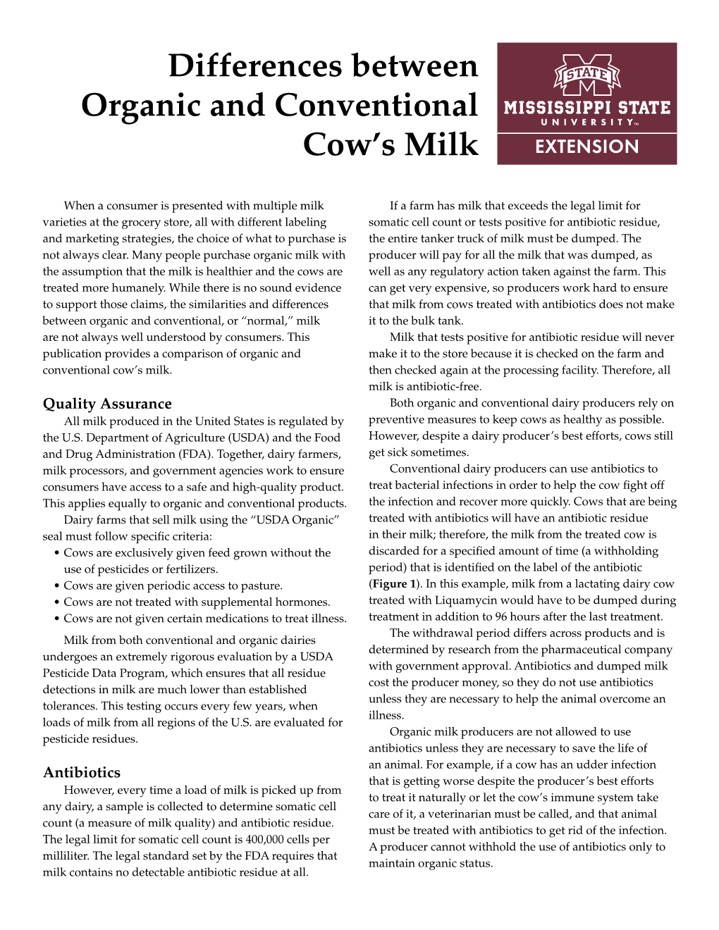 Differences Between Organic and Conventional Cow's Milk