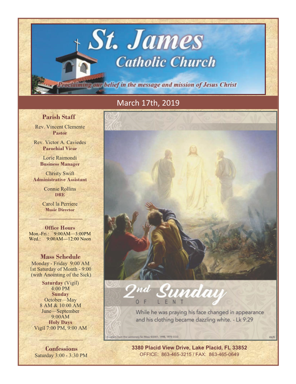 March 17Th, 2019 Parish Staff