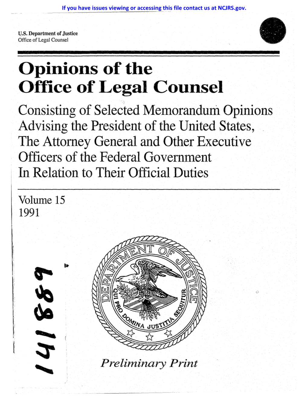 Opinions of the Office of Legal Counsel