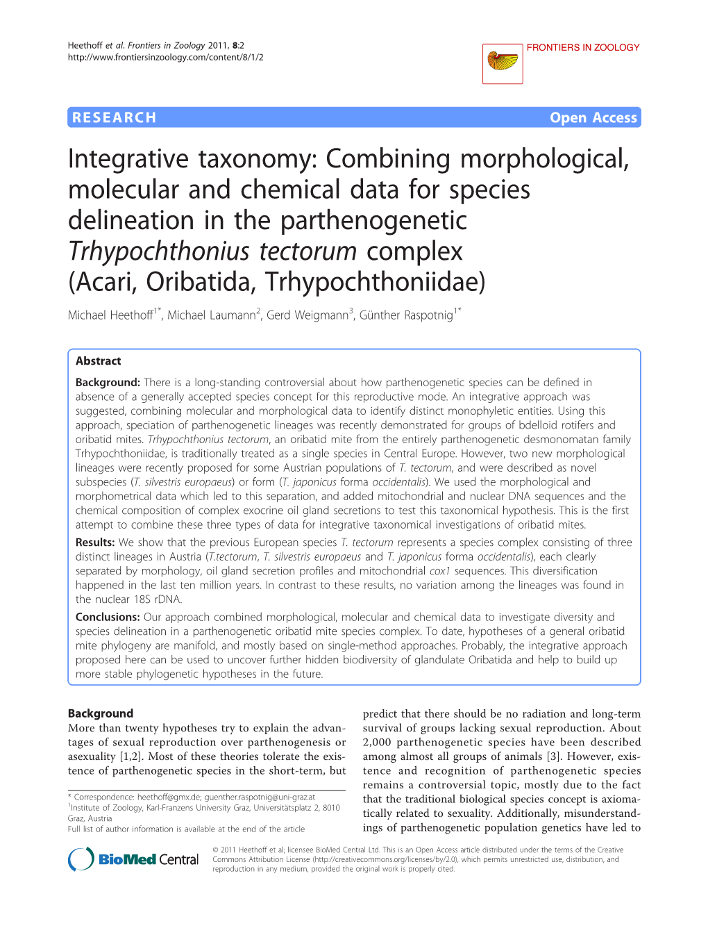 Integrative Taxonomy: Combining Morphological, Molecular and Chemical Data for Species Delineation in the Parthenogenetic Trhypo