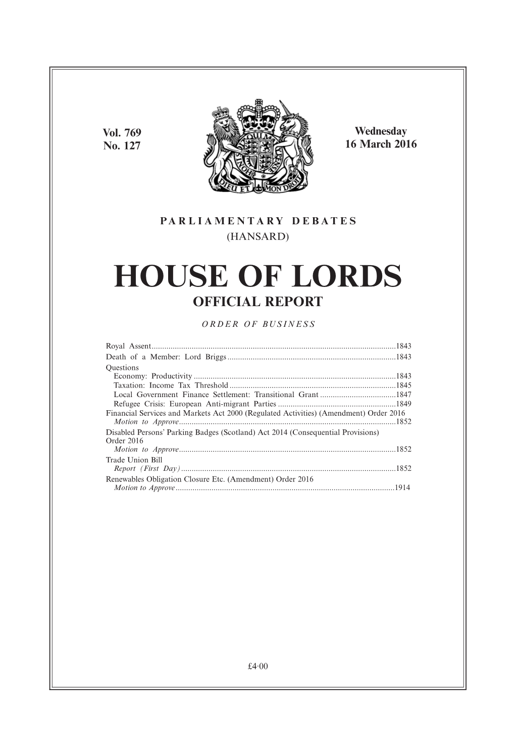 House of Lords Official Report