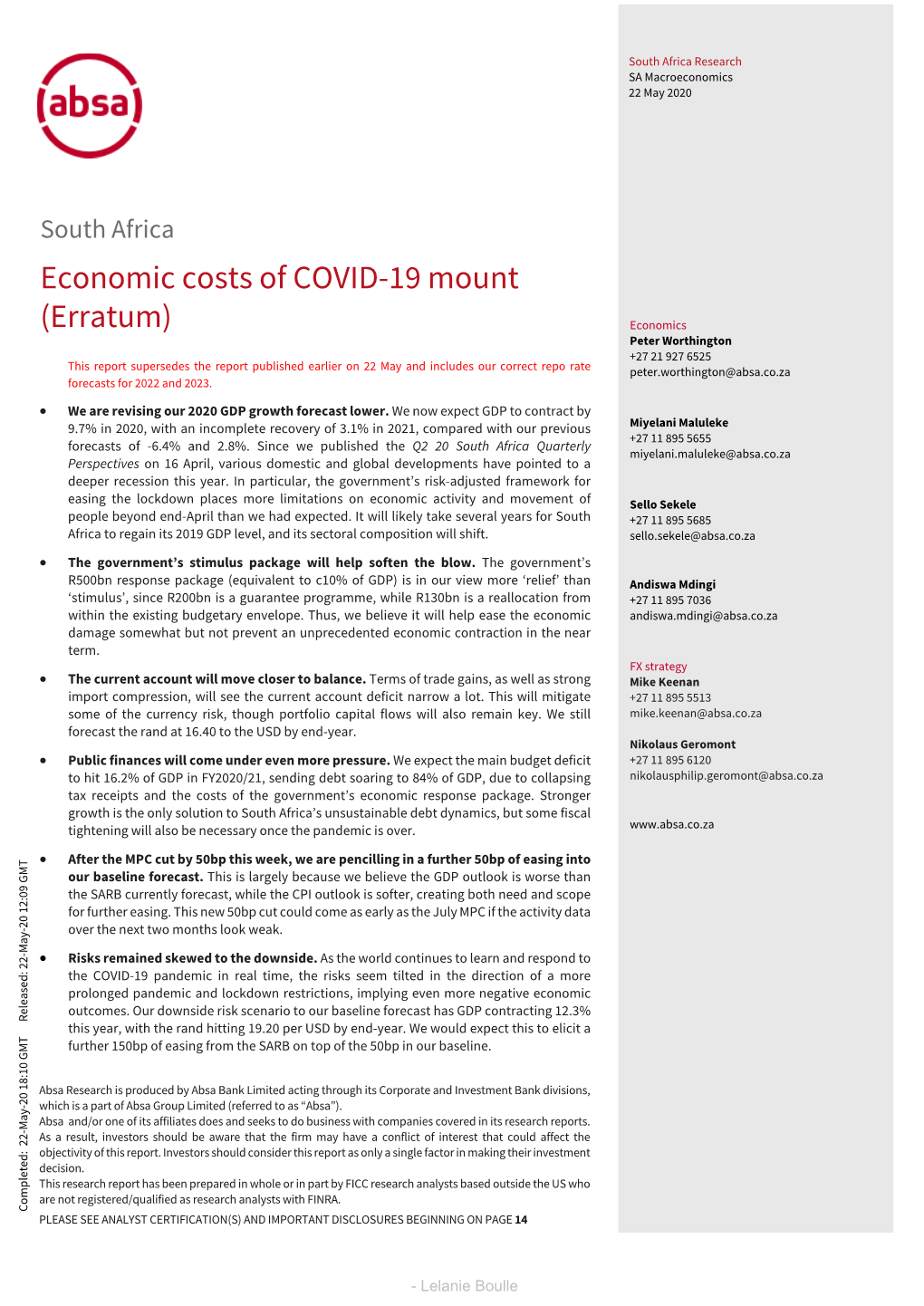 Economic Costs of COVID-19 Mount