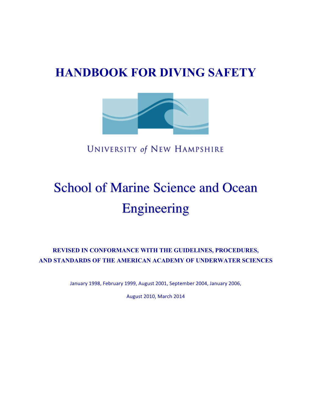 UNH Dive Safety Manual 2014