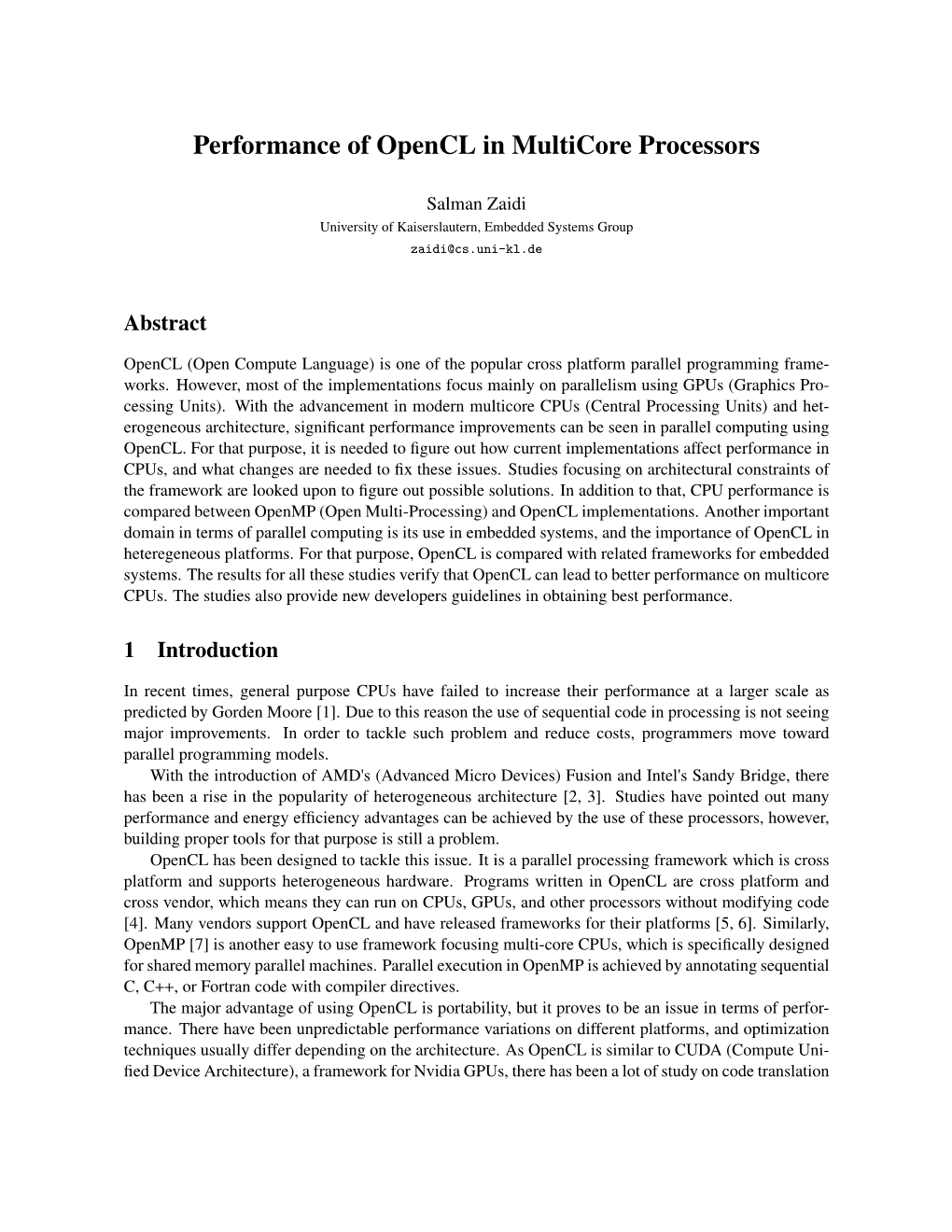 Performance of Opencl in Multicore Processors