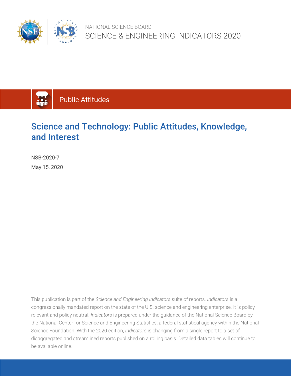 NSB-2020-7, Science and Technology: Public Attitudes, Knowledge, And
