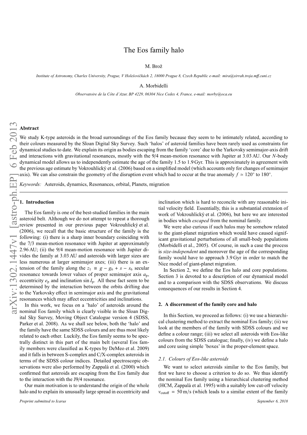 The Eos Family Halo (Or at Least a Was Used in Parker Et Al