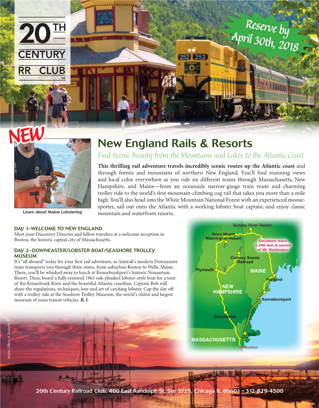 Reserve by April 30Th, 2018 Conway Scenic RR