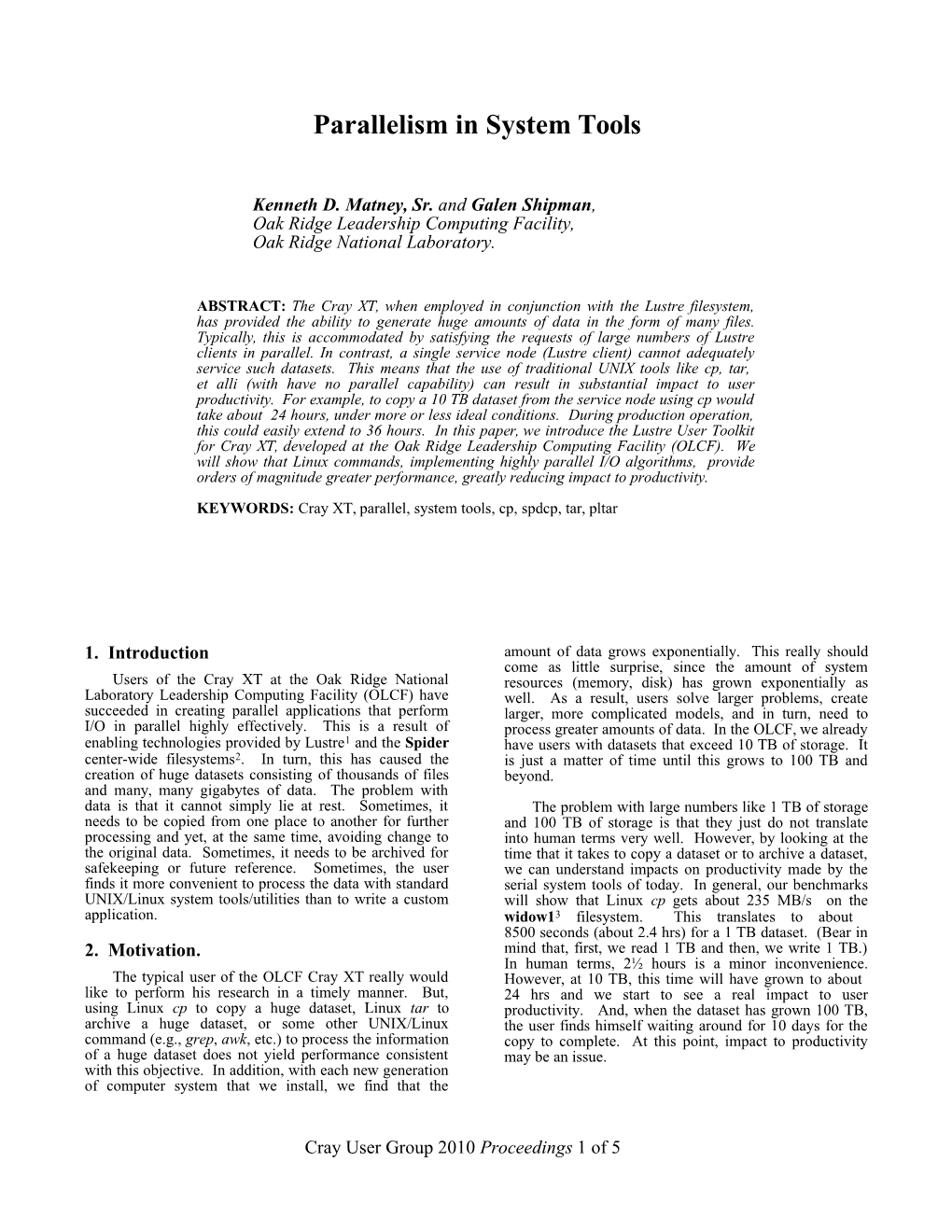 Parallelism in System Tools