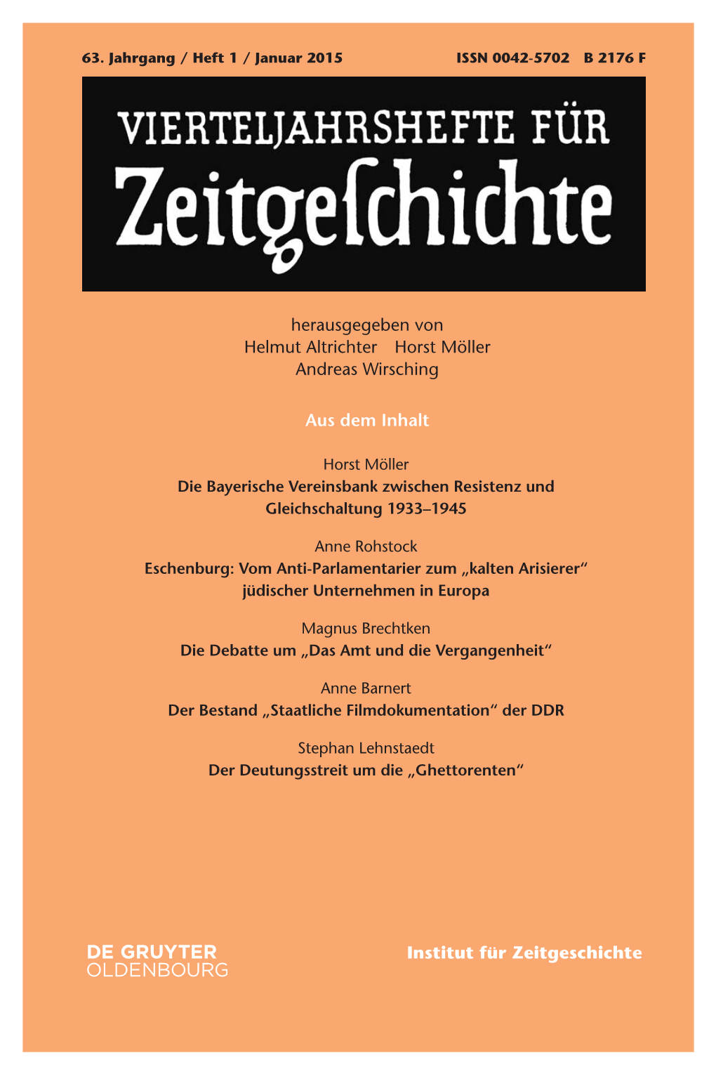 Heft 1 / Januar 2015 ISSN 0042-5702 B 2176 F