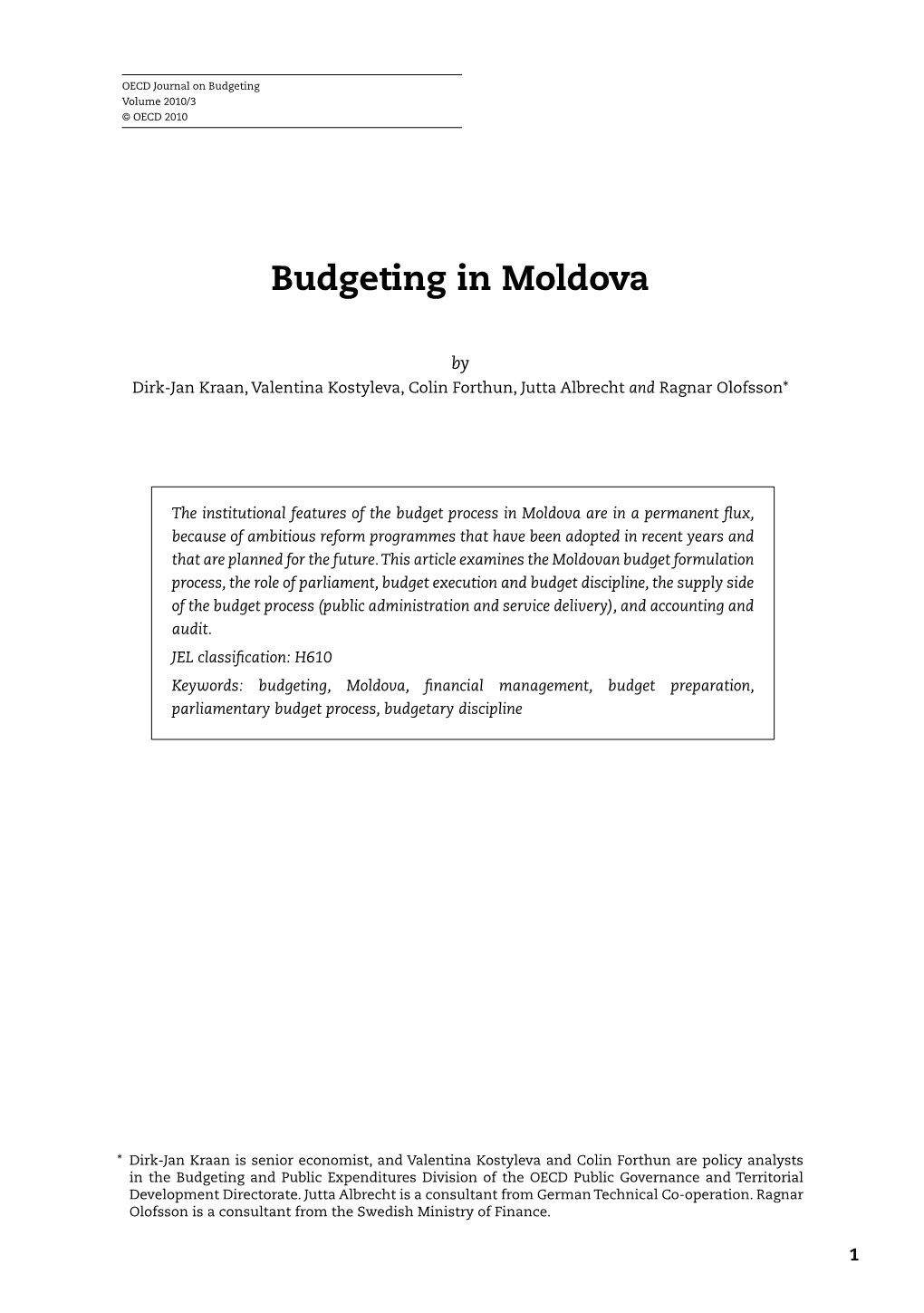 Budgeting in Moldova