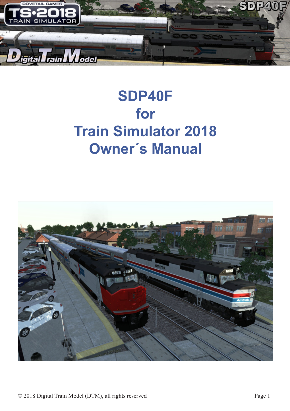 SDP40F for Train Simulator 2018 Owner´S Manual