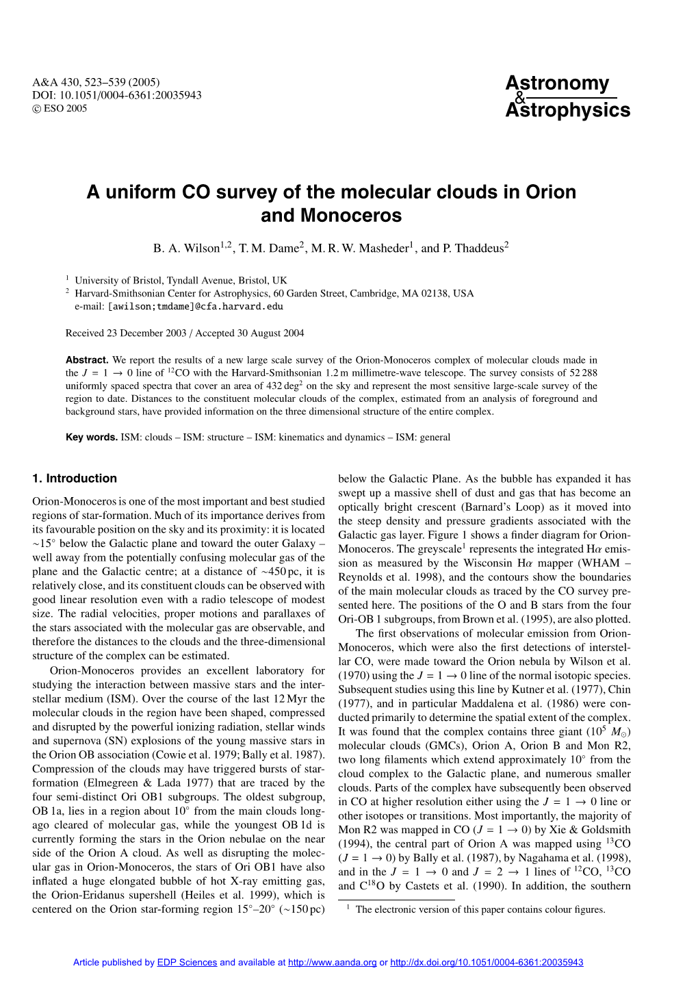 A Uniform CO Survey of the Molecular Clouds in Orion and Monoceros