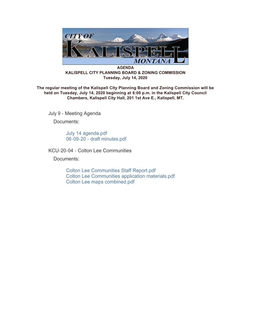 Kalispell Zoning Exhibit - April 16Th, 2020 N 216 Hutton Ranch Rd