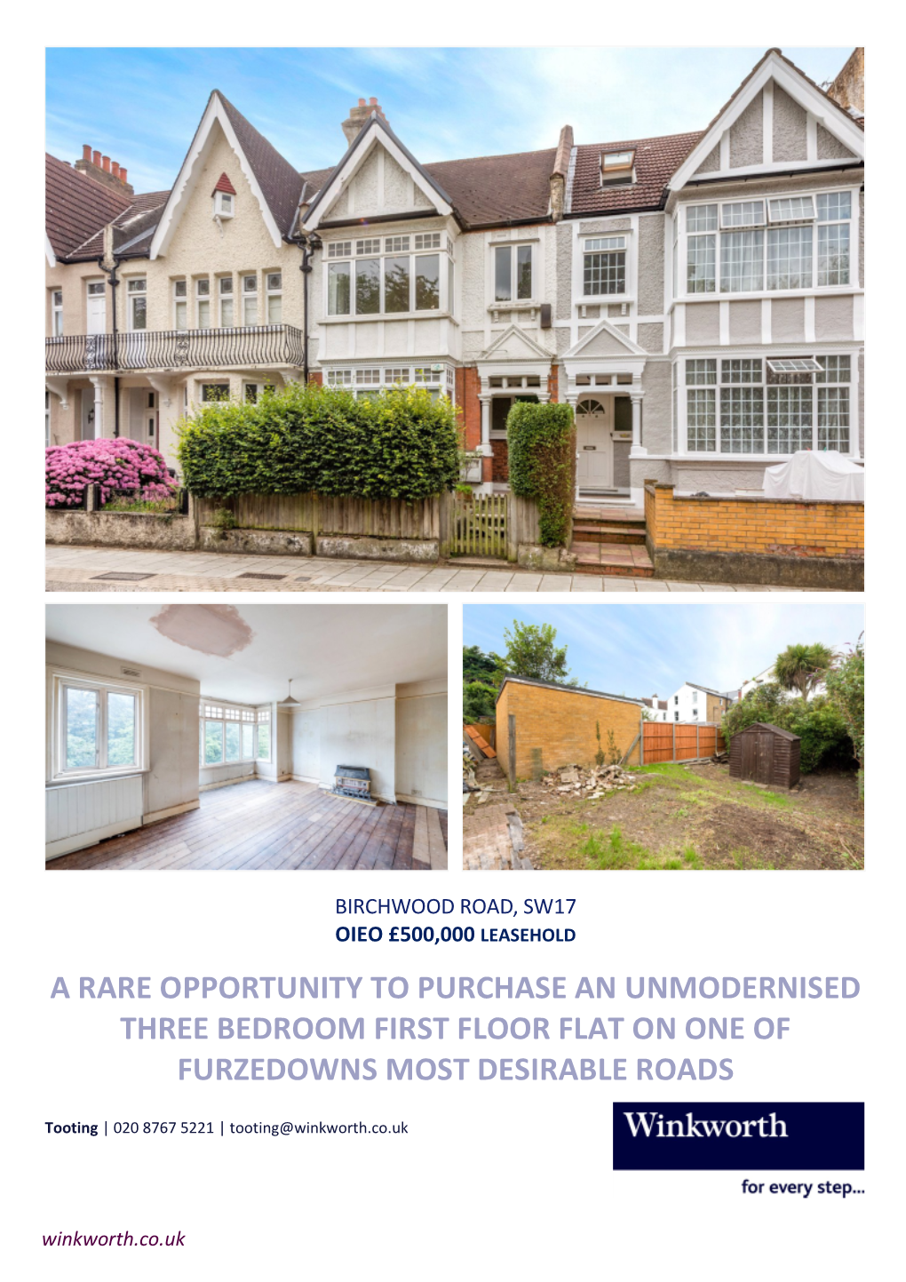 A Rare Opportunity to Purchase an Unmodernised Three Bedroom First Floor Flat on One of Furzedowns Most Desirable Roads